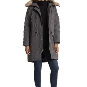 NWT Michael Kors Gray Faux Fur Down Anorak - Small $330